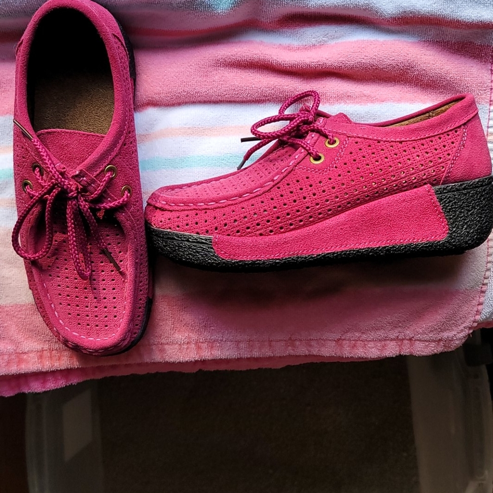 Funky suede-mix lace up shoes